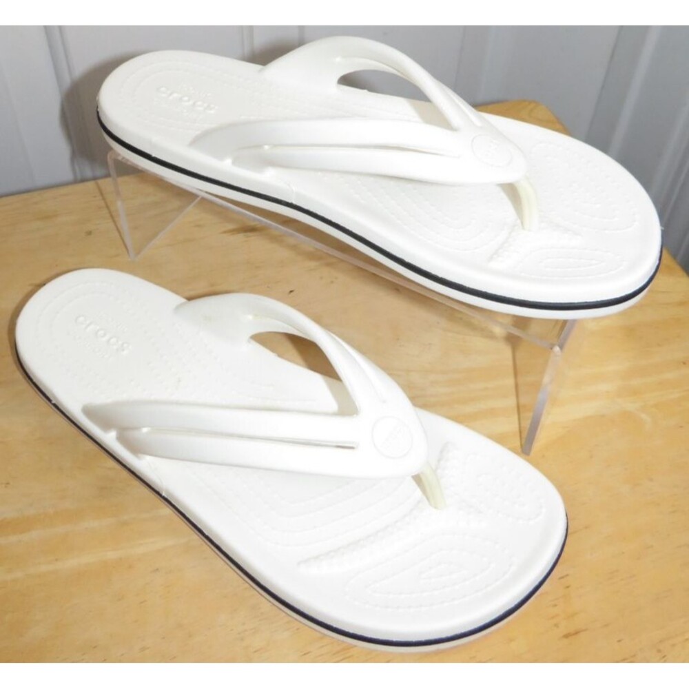 Crocs Crocband Women's Size 7 Flip Flop Sandals White/Black